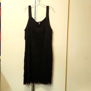 Inc 3X fringed black party dress